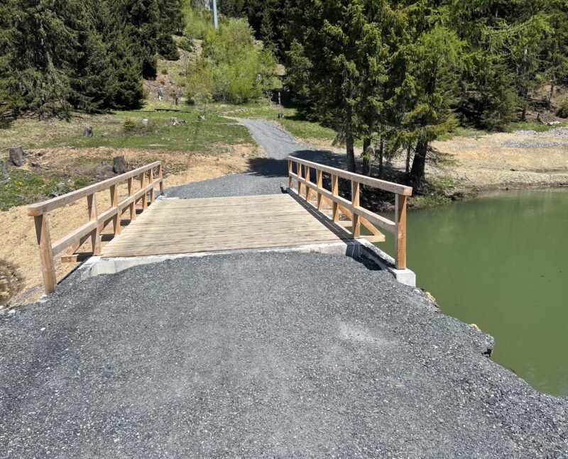 Passerelle d'accès à la zone de pique-nique vue du sud. 18.05.2025