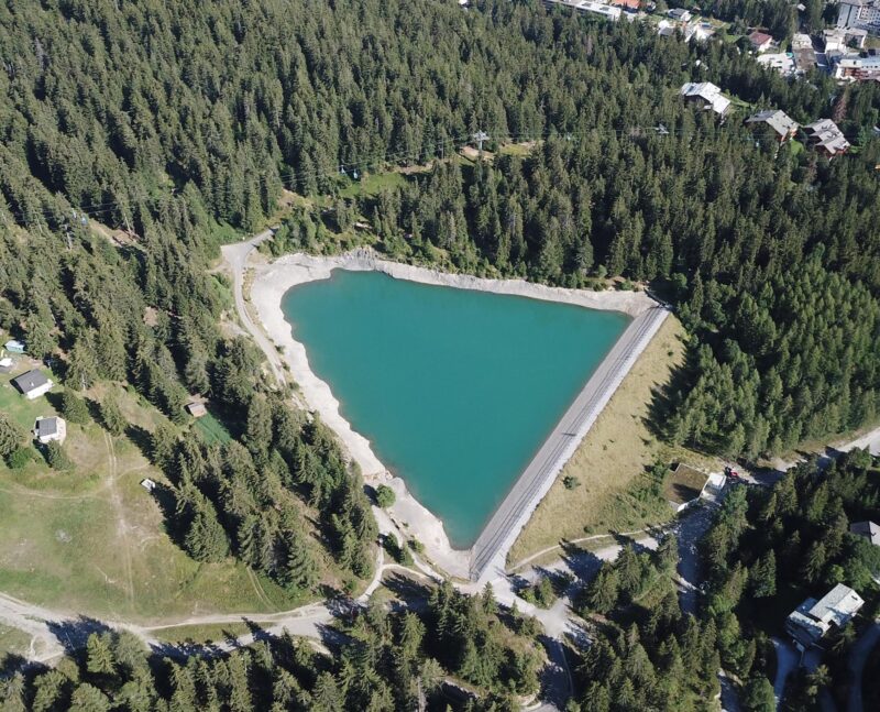 Le lac de Chermignon. Vue aérienne du nord-ouest. 12.08.2018