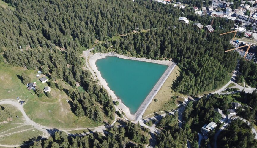 Le lac de Chermignon. Vue aérienne du nord-ouest. 12.08.2018