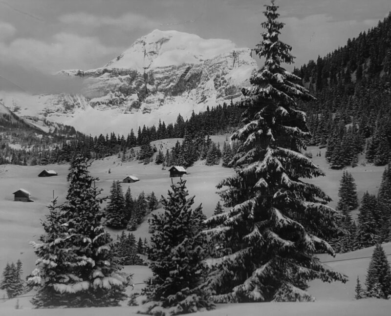 Plans-Mayens. Vue d'ensemble du sud-est en hiver. Vers 1930