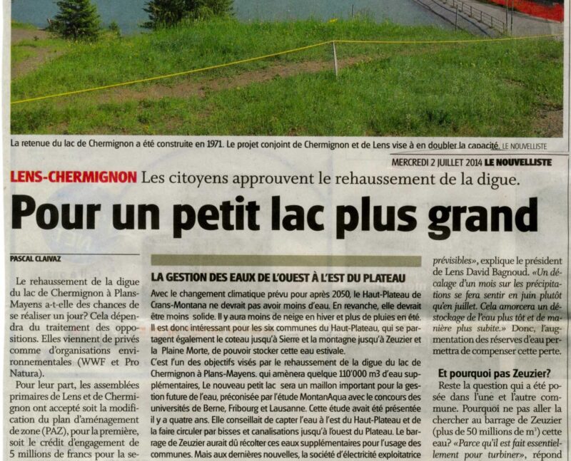 Annonce des travaux dans le Nouvelliste_